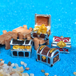 黄金宝箱金币小摆件微景观鱼缸水族海盗系列海底造景装饰diy摆件