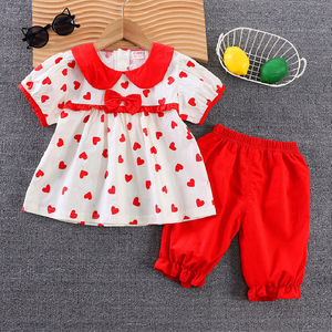 婴儿衣服夏季薄款短袖童装超洋气套装一岁7八9十11个月女宝宝夏装