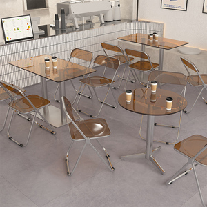 网红工业风咖啡厅奶茶店桌椅组合小吃甜品糖水店餐饮透明玻璃桌椅