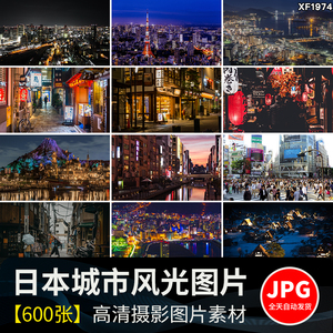 日本东京城市建筑风光夜景街道街景富士山樱花旅游风景图片照素材