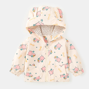 婴儿衣服2024新款时髦小公主连帽夹克上衣外套八九个月女宝宝春装