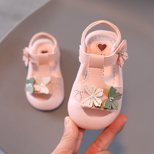 童泰夏季女宝宝凉鞋包头小童一岁半女童公主鞋婴儿防滑软底学步鞋