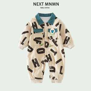 英国NEXT MNMN婴儿衣服春秋装新生男宝宝工装连体衣外穿洋气外套