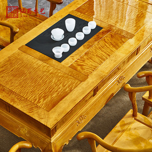 金丝楠木茶桌椅组合中式功夫茶台家用客厅茶几实木泡茶桌红木家具