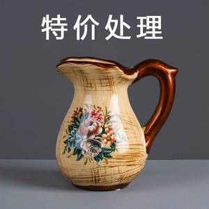 创意花瓶欧式瓷器陶瓷陶罐青花瓷现代简约摆件落地大粗陶花瓶花器