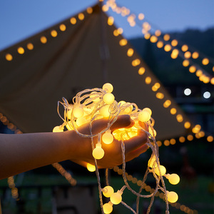 LED彩灯露营氛围灯串闪灯户外帐篷天幕营地装饰磨砂小圆球串灯