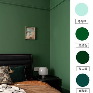乳胶漆墨绿浅绿复古绿色墙漆油漆家用室内彩色牛油果绿涂料背景墙