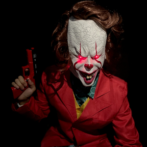 小丑回魂面具恐怖发光面罩密室剧本杀道具万圣节全脸吓人恶魔头套