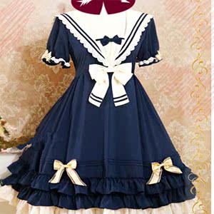 LOLITA洛丽塔洋装茵河的帆影茶会服夏日海军装学院风公主裙连衣裙