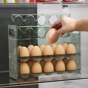鸡蛋收纳盒自动翻转冰箱用侧门放鸡蛋架托家用厨房储存保鲜食品级