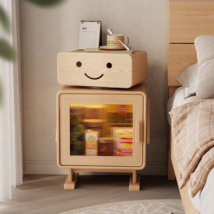 木屋记实木床头柜儿童房创意机器人边几小户型卧室床边柜子置物架