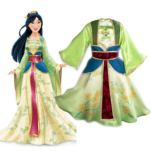 花木兰演出服女童迪士尼Mulan公主裙万圣节服装儿童汉服表演舞蹈