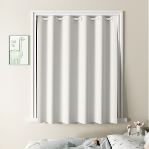 纯色小窗帘免打孔安装短窗遮光简易白色窗帘厕所浴室防水窗户挂帘
