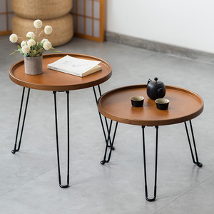 折叠小圆桌茶台家用沙发边几小茶几实木阳台户外楠竹小型茶桌椅子