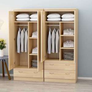 实木衣柜现代简约经济型组装原木卧室整体大衣橱儿童两门松木衣柜