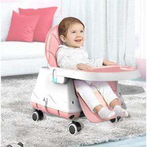 宝宝吃饭餐椅带轮子0-3岁椅子婴儿餐车儿童椅喂饭座椅两用歺槕椅