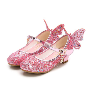 女童高跟公主皮鞋24季新款儿童单鞋小孩子演出鞋女孩水晶鞋