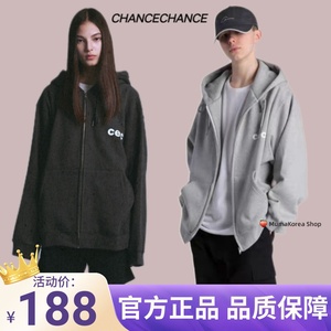 韩国正品cec外套女宽松拉链秋冬连帽情侣开衫男chancechance卫衣