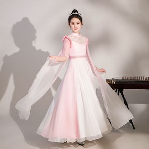 女童古筝演出服中国风超仙古琴演奏合唱服儿童古典舞艺考表演礼服