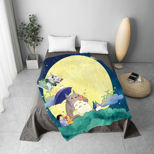 二次元日漫可爱龙猫系列法兰绒毛毯垫盖两用毯空调毯休闲毯午睡毯