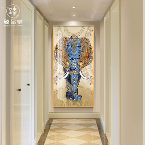 太平有象竖版壁画大气欧式玄关装饰画油画现代轻奢走廊过道挂画