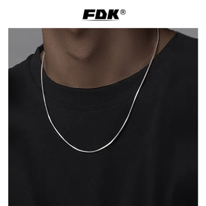 FDK【健身专属】925纯银蛇骨素链镀白金项链嘻哈男女锁骨链送男友
