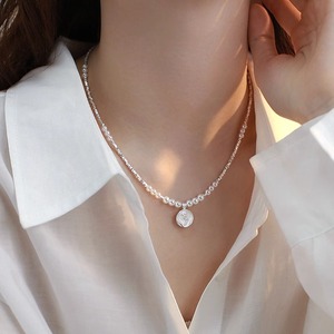 S925纯银玫瑰花珍珠碎银项链女时尚高级锁骨链2024年新款爆款配饰