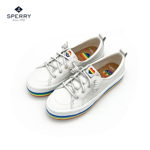 SPERRY斯佩里2022新款正品休闲舒适皮面纯色松糕底系带女鞋微瑕