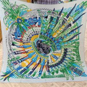 -Colorful feathers all-match boutique velvet 135 large squar