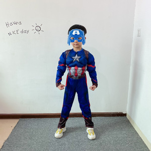 新款美国队长衣服少儿肌肉服装Captain America动漫cosplay演出服