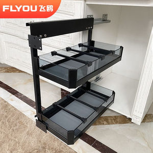 飞鸥（FLYOU）拉篮厨房橱柜200侧装调味拉篮抽屉式窄柜调料拉篮矮