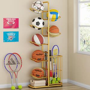 篮球收纳架家用室内足球类置物架球架体育球拍收纳筐儿童置球架子