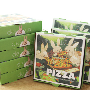 新品野餐兔子披萨盒比萨打包外卖包装盒瓦楞加厚7 8 9 10 12寸