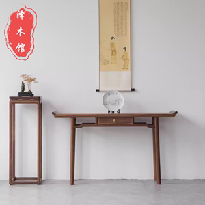 新中式玄关桌老榆木简约条案供桌实木香炉桌客厅窄案桌落地条几