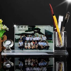 同学聚会纪念品实用定制水晶照片相框党员摆台笔筒刻字纪念日礼品