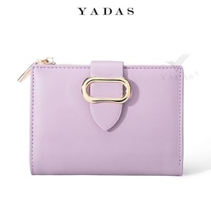 YADAS雅达斯新款时尚金扣带折叠短款简约优雅设计感钱夹拉链钱包