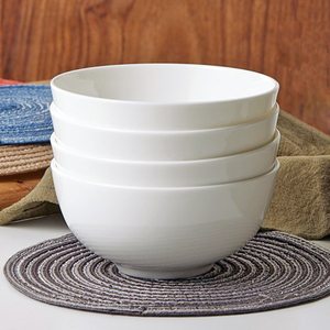 唐山骨瓷碗饭碗泡面碗粥碗金钟碗大汤碗纯色白瓷家用高脚碗易清洗
