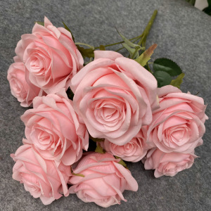 Artificial Pink Rose Fake Flower Wedding Bridal Bouquet Phot