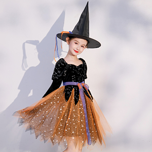 万圣节女巫婆服装巫女连衣裙演出服cosplay女童公主裙吸血鬼衣服