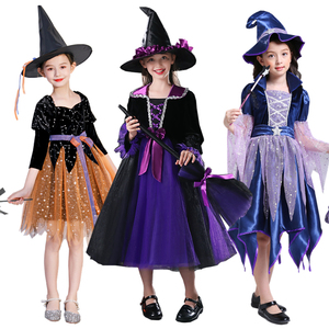 万圣节服装女童巫婆吸血鬼演出服女巫的衣服儿童魔法师公主裙礼服