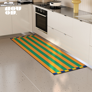 孟菲斯北欧厨房地垫硅藻泥速干吸水防滑耐脏可定制多巴胺条纹地毯