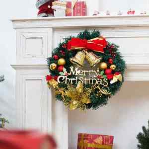 圣诞节装饰新年花环门挂挂饰花圈藤条家用圣诞树挂件铃铛场景布置