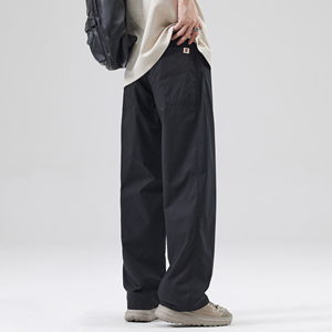 UXGR黑色直筒裤子男夏季新款垂感冲锋休闲男士宽松大码伞兵工装裤