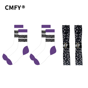 CMFY适配AJ3Retro"Dark Iris" 白紫色篮球鞋带爆裂纹鞋带袜子套装