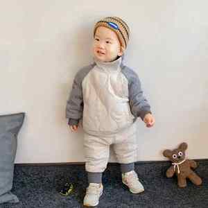男宝宝冬装套装小童一周岁男童棉衣棉袄棉服洋气加绒加厚冬季衣服