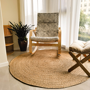 圆形加厚蒲草编织现代地毯客厅沙发茶几毯书房摇椅垫卧室床边垫子