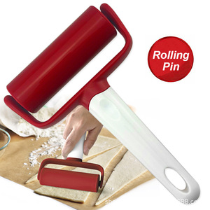 塑料擀面杖烘焙用具披萨派饺子皮滚轮带柄压面杆面棍面条厨房工具