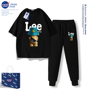 NASA男童运动服夏季套装薄款纯棉短袖t恤长裤儿童休闲卫裤两件套
