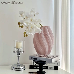 水晶玻璃花瓶摆件仿真花轻奢高级感客厅鲜花干花法式插花家居饰品