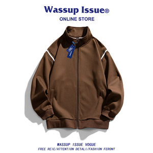 WASSUP ISSUE春秋季2024新款男卫衣开衫无帽百搭情侣夹克外套男款